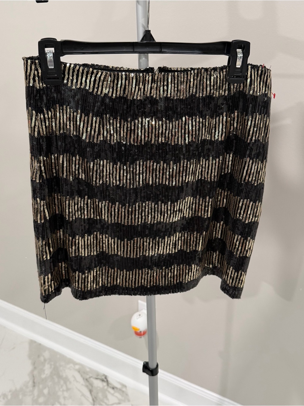 Black & Gold Sequin Stripe Mini Skirt